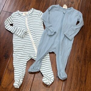 Striped and Solid Blue Kids One Pieces